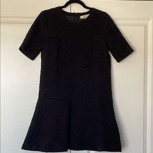 LOFT Black Texture/Quilted Petite Dress
